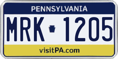 PA license plate MRK1205