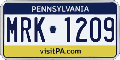 PA license plate MRK1209