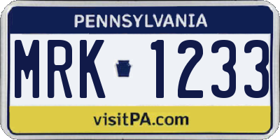 PA license plate MRK1233