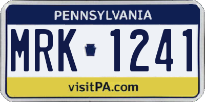 PA license plate MRK1241