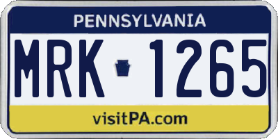 PA license plate MRK1265