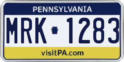 PA license plate MRK1283