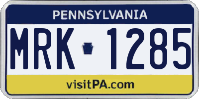 PA license plate MRK1285