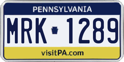 PA license plate MRK1289