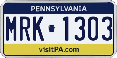 PA license plate MRK1303
