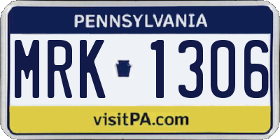 PA license plate MRK1306