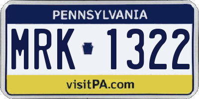 PA license plate MRK1322