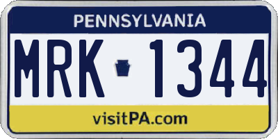 PA license plate MRK1344