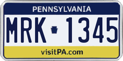PA license plate MRK1345
