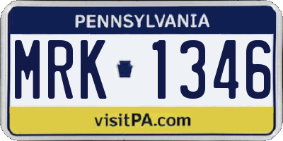 PA license plate MRK1346