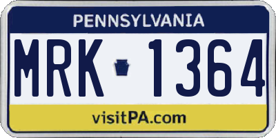 PA license plate MRK1364