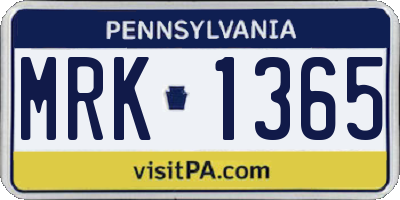 PA license plate MRK1365