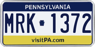 PA license plate MRK1372