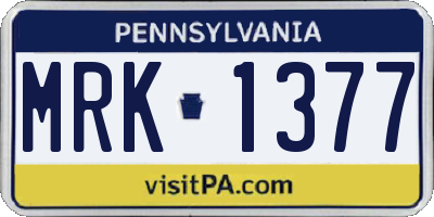 PA license plate MRK1377