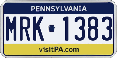 PA license plate MRK1383