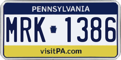 PA license plate MRK1386