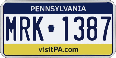 PA license plate MRK1387