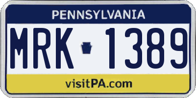 PA license plate MRK1389