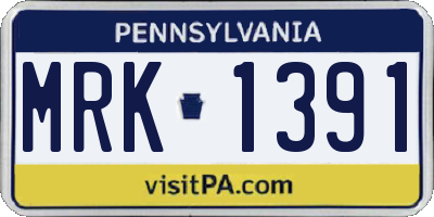 PA license plate MRK1391