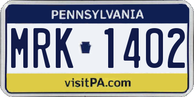 PA license plate MRK1402