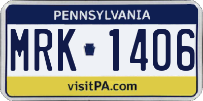 PA license plate MRK1406