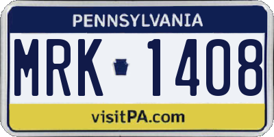 PA license plate MRK1408