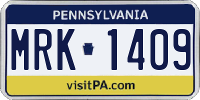 PA license plate MRK1409