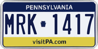 PA license plate MRK1417