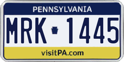 PA license plate MRK1445