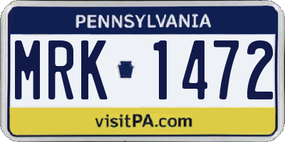 PA license plate MRK1472