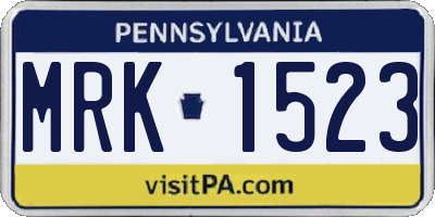 PA license plate MRK1523