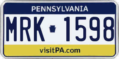 PA license plate MRK1598