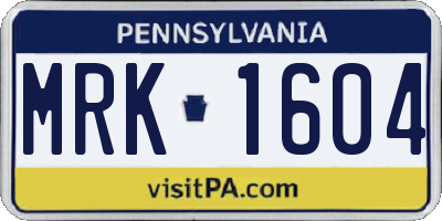 PA license plate MRK1604
