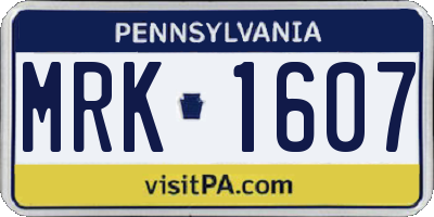 PA license plate MRK1607