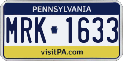 PA license plate MRK1633