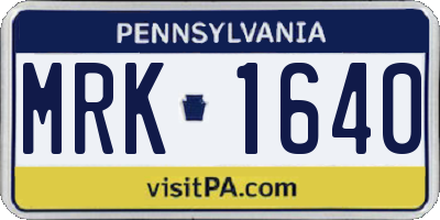 PA license plate MRK1640