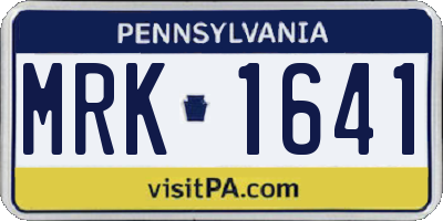 PA license plate MRK1641