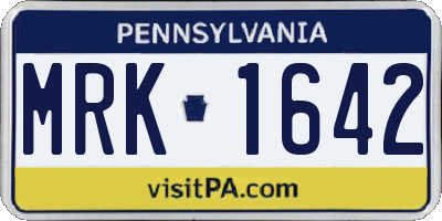 PA license plate MRK1642