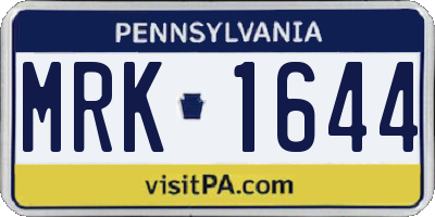 PA license plate MRK1644