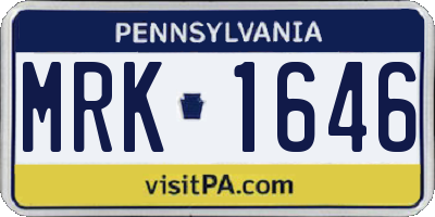 PA license plate MRK1646