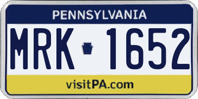 PA license plate MRK1652