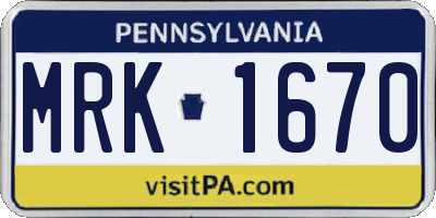 PA license plate MRK1670