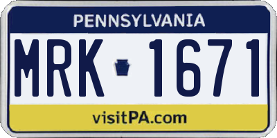 PA license plate MRK1671