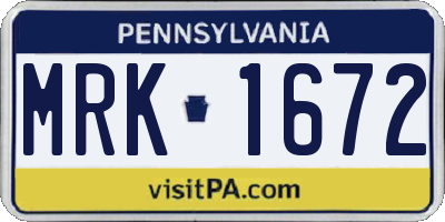 PA license plate MRK1672