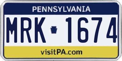 PA license plate MRK1674