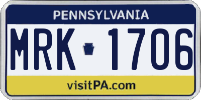 PA license plate MRK1706