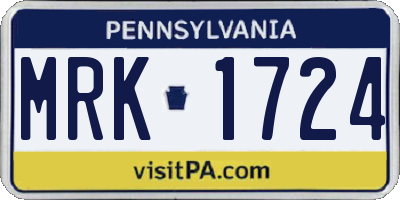PA license plate MRK1724