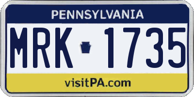 PA license plate MRK1735