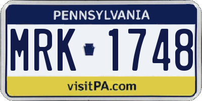 PA license plate MRK1748