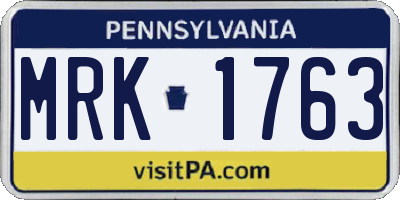 PA license plate MRK1763